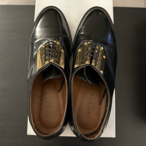 Limited edition black with gold hardware barely worn Sandro oxfords with laces - Picture 2 of 4